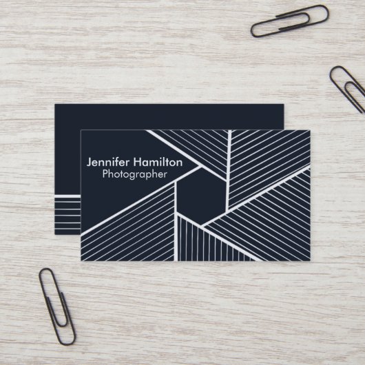 Abstrakt Geometric Dark Blue Fotograf Visitenkarte (Vorderseite/Rückseite Beispiel)