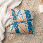 Abstrakt Geometric Funky Cool Blue Peach Cushion Kissen (Decke)