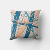 Abstrakt Geometric Funky Cool Blue Peach Cushion Kissen (Rückseite)