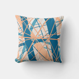 Abstrakt Geometric Funky Cool Blue Peach Cushion Kissen