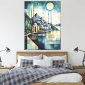 Abstrakt Geometric Istanbul Skyline Hagia Sophia Leinwanddruck (Insitu (Schlafzimmer))