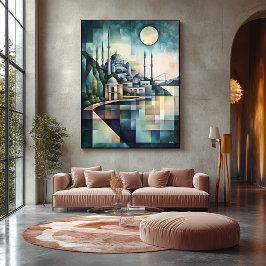 Abstrakt Geometric Istanbul Skyline Hagia Sophia Leinwanddruck