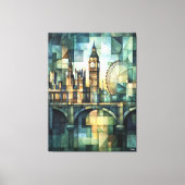 Abstrakt Geometric London Skyline mit Big Ben Leinwanddruck (Vorderseite)