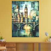Abstrakt Geometric London Skyline mit Big Ben Leinwanddruck (Insitu (Wohnzimmer))