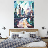 Abstrakt Geometric London Skyline mit Big Ben Leinwanddruck (Insitu (Schlafzimmer))