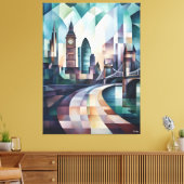 Abstrakt Geometric London Skyline mit Big Ben Leinwanddruck (Insitu (Wohnzimmer))