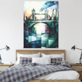 Abstrakt Geometric London Skyline mit Tower Bridg Leinwanddruck (Insitu (Schlafzimmer))