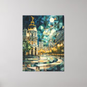 Abstrakt Geometric Madrid Skyline mit Gran Via Leinwanddruck (Vorderseite)