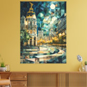 Abstrakt Geometric Madrid Skyline mit Gran Via Leinwanddruck (Insitu (Wohnzimmer))
