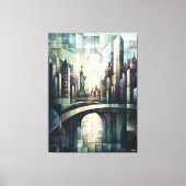 Abstrakt Geometric New York Skyline Statue Liberty Leinwanddruck (Vorderseite)
