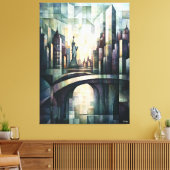 Abstrakt Geometric New York Skyline Statue Liberty Leinwanddruck (Insitu (Wohnzimmer))