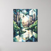 Abstrakt Geometric New York Skyline Statue Liberty Leinwanddruck (Vorderseite)