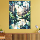 Abstrakt Geometric New York Skyline Statue Liberty Leinwanddruck (Insitu (Wohnzimmer))