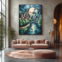 Abstrakt Geometric Paris Skyline mit Eiffelturm