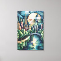 Abstrakt Geometric Paris Skyline mit Eiffelturm