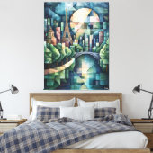 Abstrakt Geometric Paris Skyline mit Eiffelturm Leinwanddruck (Insitu (Schlafzimmer))