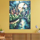 Abstrakt Geometric Paris Skyline mit Eiffelturm Leinwanddruck (Insitu (Wohnzimmer))