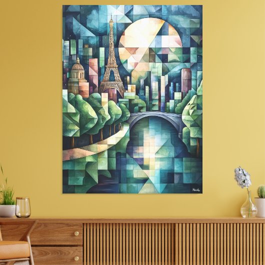 Abstrakt Geometric Paris Skyline mit Eiffelturm Leinwanddruck (Insitu (Wohnzimmer))