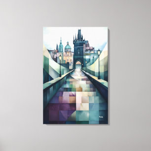 Abstrakt Geometric Prague Skyline Charles Bridge Leinwanddruck
