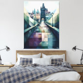 Abstrakt Geometric Prague Skyline Charles Bridge Leinwanddruck (Insitu (Schlafzimmer))