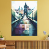 Abstrakt Geometric Prague Skyline Charles Bridge Leinwanddruck (Insitu (Wohnzimmer))