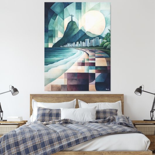 Abstrakt Geometric Rio de Janeiro Skyline Leinwanddruck (Insitu (Schlafzimmer))