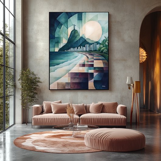 Abstrakt Geometric Rio de Janeiro Skyline Leinwanddruck