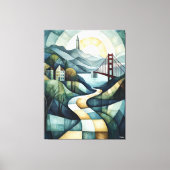 Abstrakt Geometric San Francisco Skyline, Golden Leinwanddruck (Vorderseite)