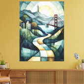 Abstrakt Geometric San Francisco Skyline, Golden Leinwanddruck (Insitu (Wohnzimmer))