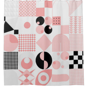 Abstrakt Geometrie: Helle Vintage Formen Duschvorhang