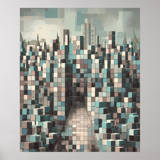 Abstrakt Geometrie Minimalistisch Moderne Stadtfüh Poster (Vorne)