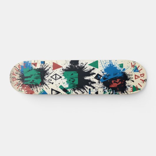 Abstrakt Geometrie mit fett Graffiti-Spritzern Skateboard (Horizontal)