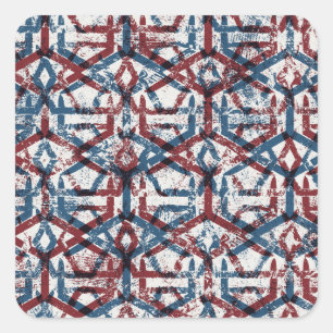 Abstrakt Geometrie: Rotes Blau Quadratischer Aufkleber