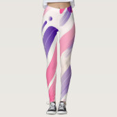 Abstrakt geometrisch abgerundetes farbiges Linienm Leggings (Vorderseite)
