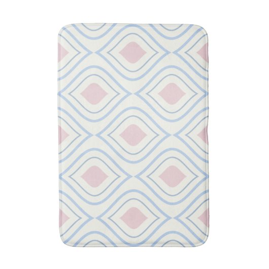 Abstrakt geometrisch, blau, rosa und weiß badematte (Vorderseite Vertikal)