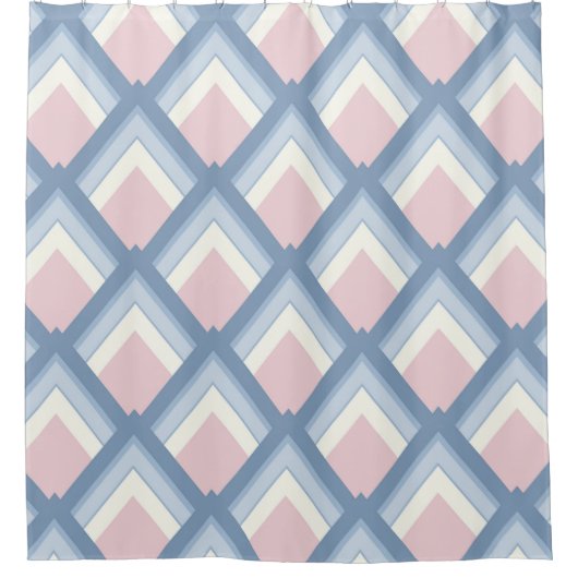 Abstrakt geometrisch, blau, rosa und weiß duschvorhang (Vorderseite)