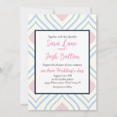 Abstrakt geometrisch, blau, rosa und weiß einladung (Vorderseite)