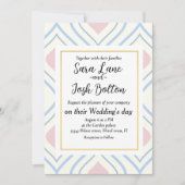 Abstrakt geometrisch, blau, rosa und weiß einladung (Vorderseite)