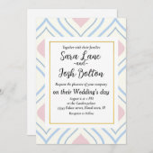 Abstrakt geometrisch, blau, rosa und weiß einladung (Vorne/Hinten)