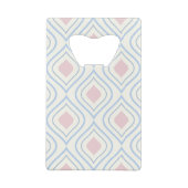 Abstrakt geometrisch, blau, rosa und weiß geldbeutel flaschenöffner (Rückseite)