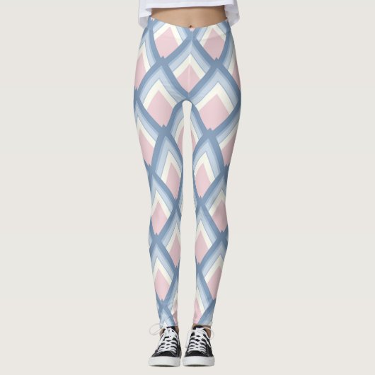 Abstrakt geometrisch, blau, rosa und weiß leggings (Vorderseite)