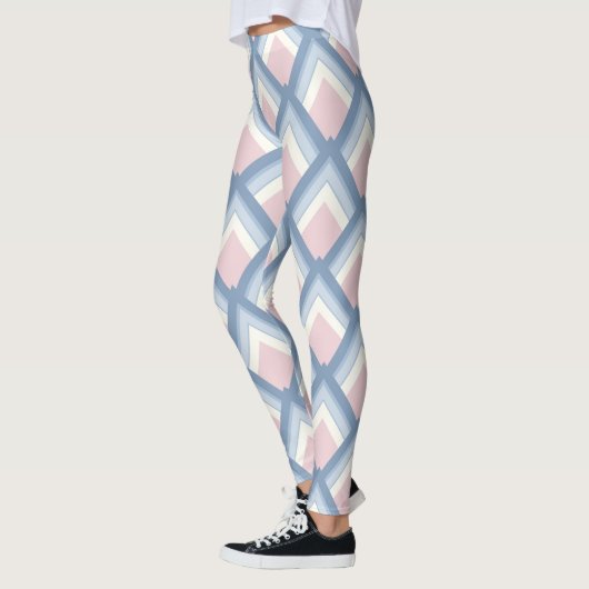 Abstrakt geometrisch, blau, rosa und weiß leggings (Links)