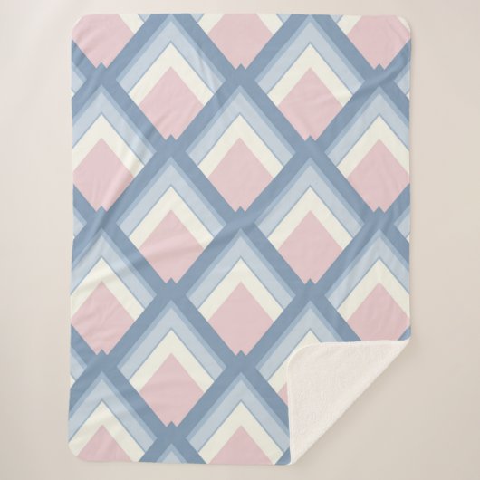 Abstrakt geometrisch, blau, rosa und weiß sherpadecke (Vorderseite)
