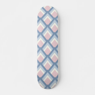 Abstrakt geometrisch, blau, rosa und weiß skateboard