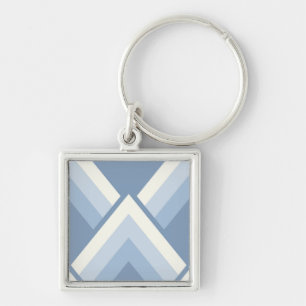 Abstrakt geometrisch, blau und weiß 2 schlüsselanhänger