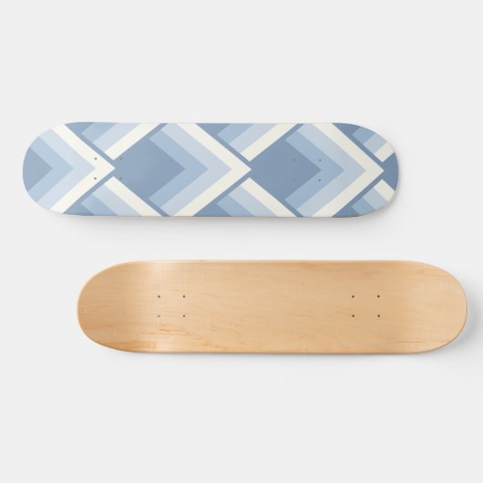 Abstrakt geometrisch, blau und weiß 2 skateboard (Horizontal)