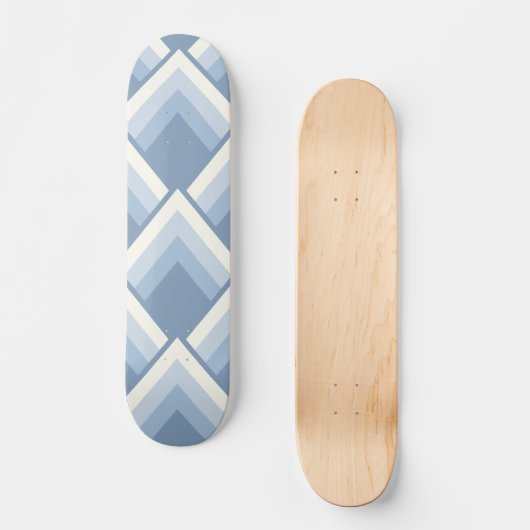 Abstrakt geometrisch, blau und weiß 2 skateboard (Vorderseite)