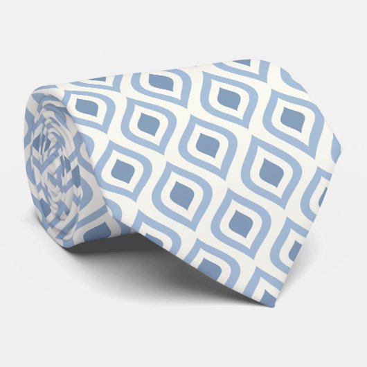 Abstrakt geometrisch, blau und weiß krawatte (Gerollt)