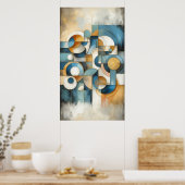 Abstrakt Geometrisch, blau, weiß Poster (Küche)
