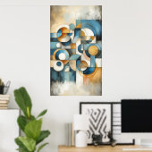 Abstrakt Geometrisch, blau, weiß Poster (Heimbüro)